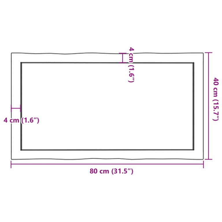 Плот за маса светлокафяв 80x40x(2-6) см обработен масивен дъб