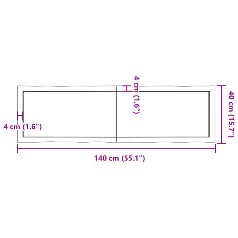 Плот за маса светлокафяв 140x40x(2-6) см обработен масивен дъб