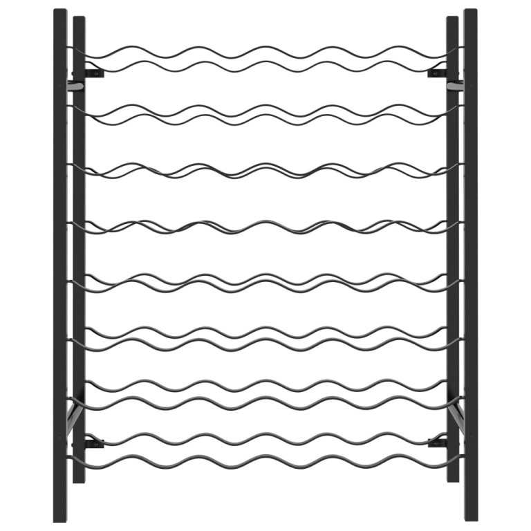Стойка за вино за 48 бутилки, черна, метал