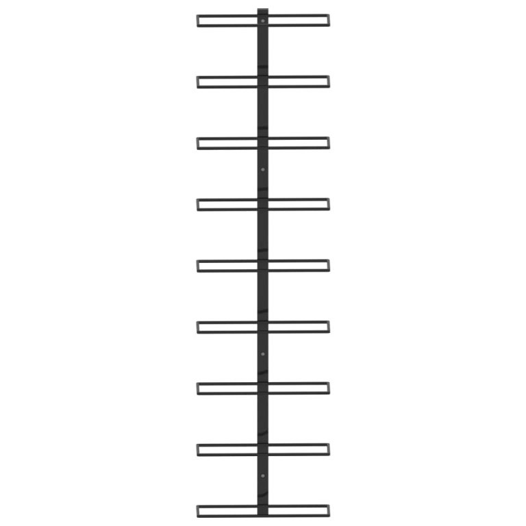 Стойка за вино за 9 бутилки, стенен монтаж, черна, желязо