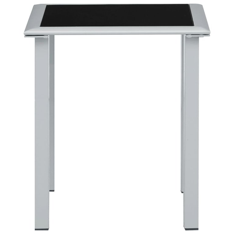 310541  Garden Table Black and Silver 41x41x45 cm Steel and Glass