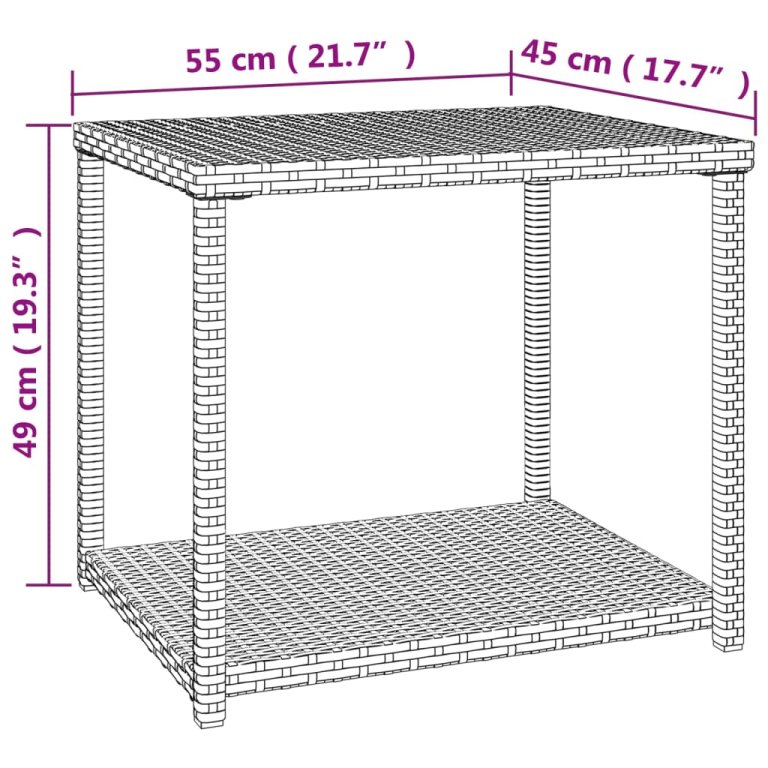 Помощна маса кафява 55x45x49 см полиратан