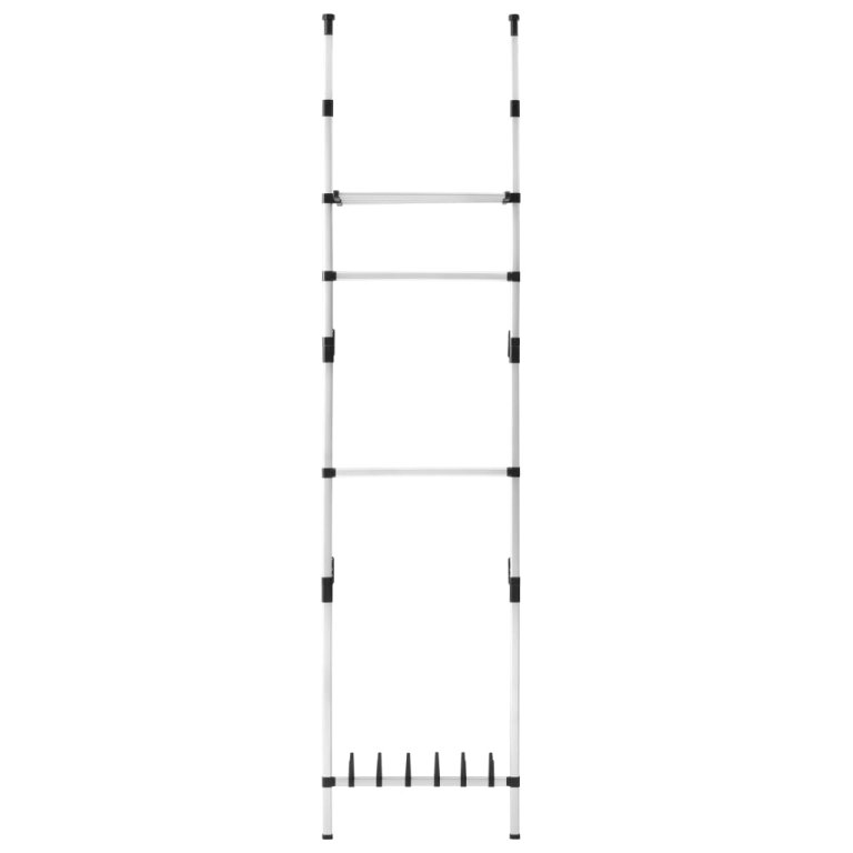 Телескопична система за гардероб с лостове и рафт, алуминий