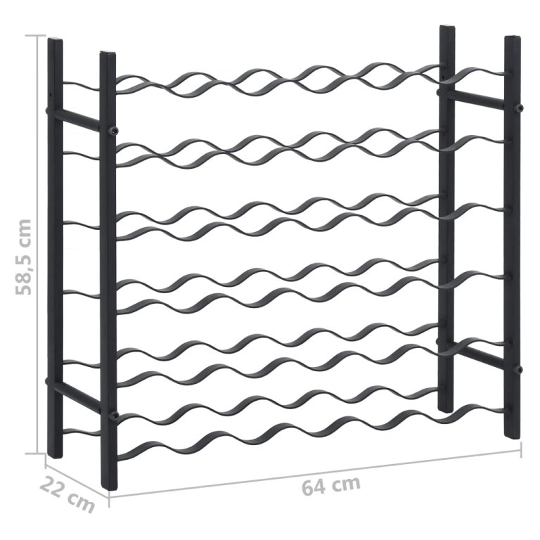 Стойка за вино за 36 бутилки, черна, желязна