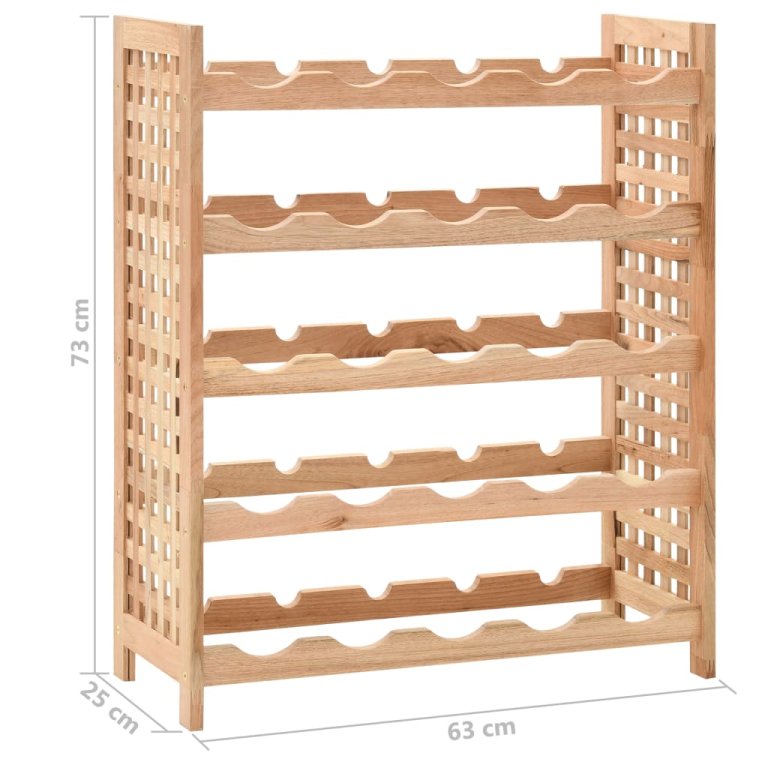 Стойка за вино за 25 бутилки, орех масив, 63x25x73 см