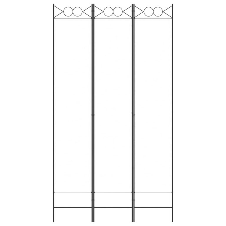 Параван за стая, 3 панела, бял, 120x220 см, текстил