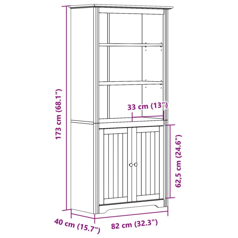 Етажерка за книги BODO сива 82x40x173 см бор масив