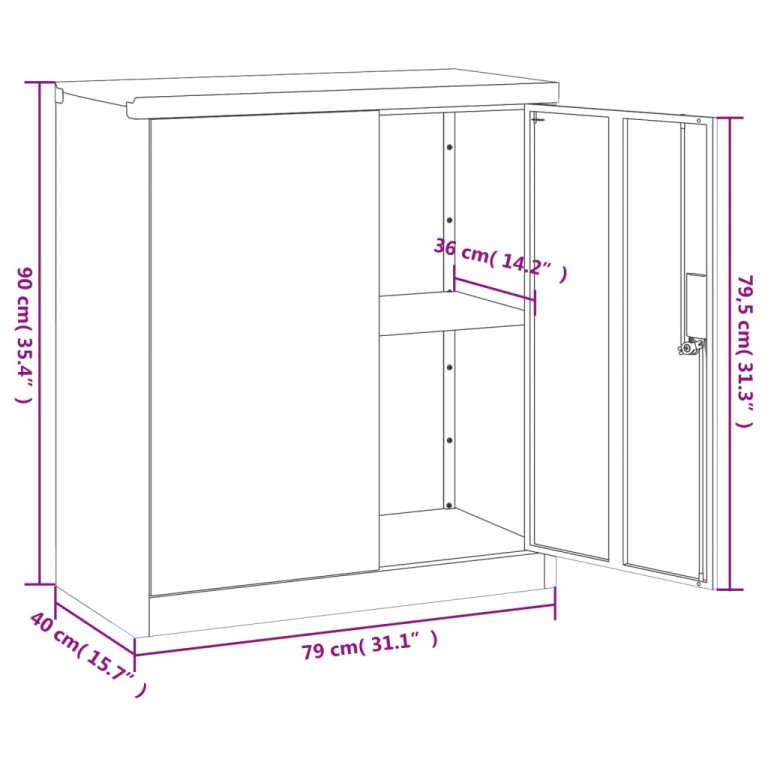 Шкаф за папки черен 79x40x90 см стомана