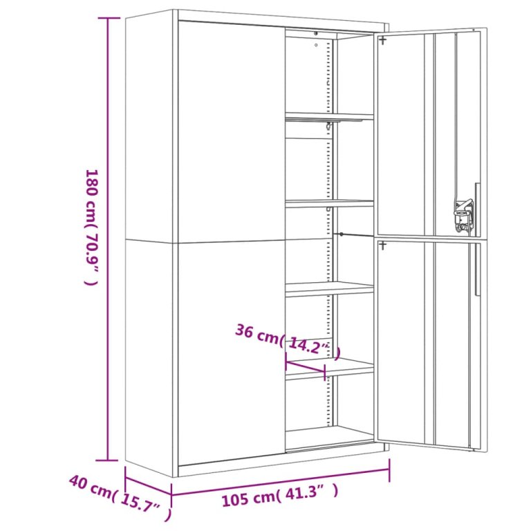 Шкаф за папки светлосив 105x40x180 см стомана