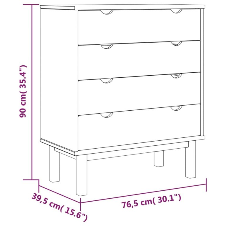 Шкаф с чекмеджета OTTA кафяво и бяло 76,5x39,5x90 см бор масив