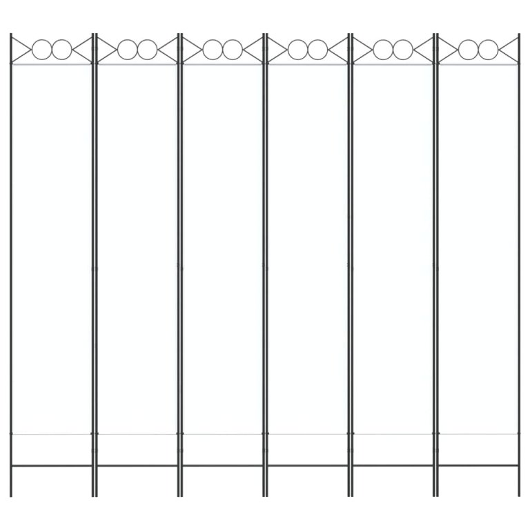 Параван за стая, 6 панела, бял, 240x220 см, текстил