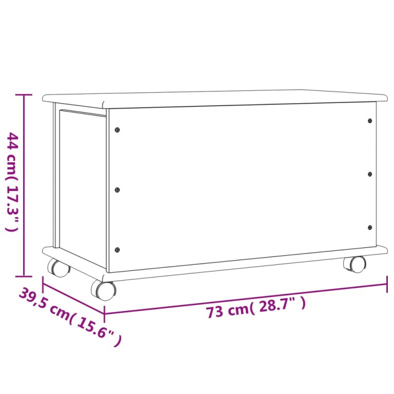 Сандък за съхранение с колелца бял ALTA 73x39,5x44 см бор масив