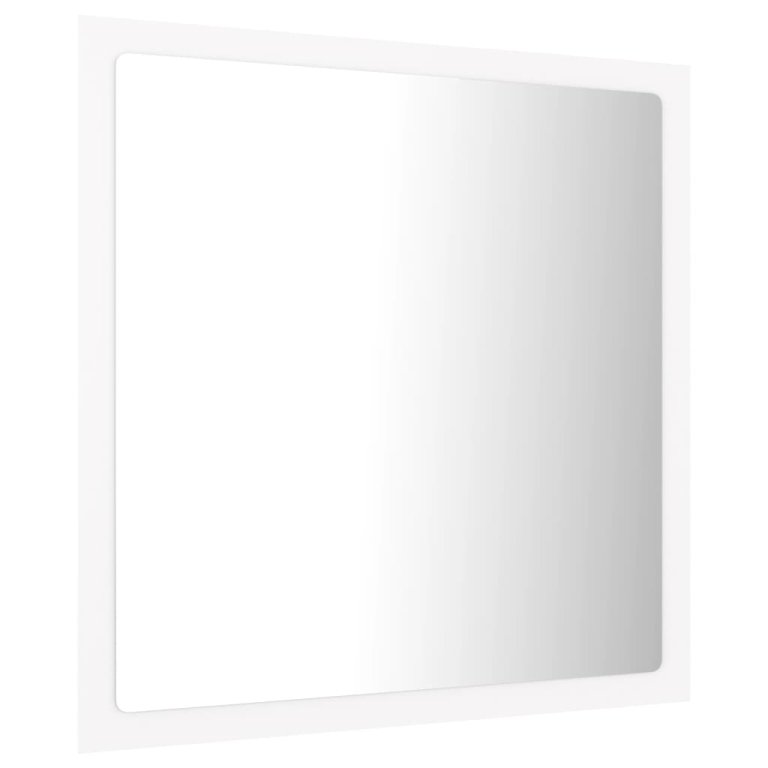 LED огледало за баня, бяло, 40x8,5x37 см, акрил