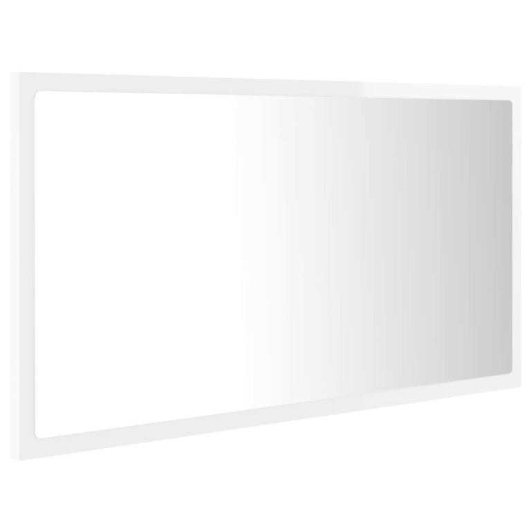 LED огледало за баня, бял гланц, 80x8,5x37 см, акрил