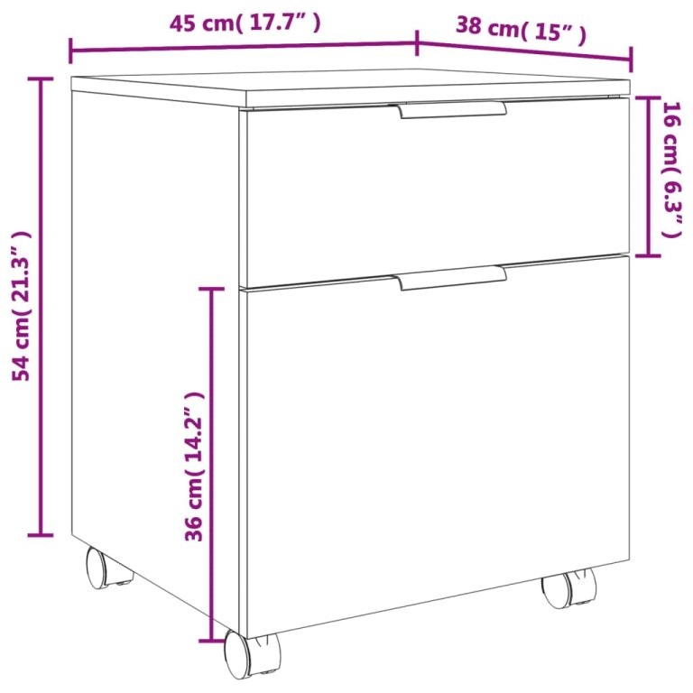 Мобилен архивен шкаф с кафяв дъб 45x38x54 см инженерно дърво