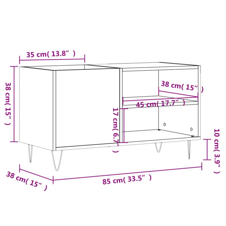 Шкаф за грамофонни плочи черен 85x38x48 см инженерно дърво