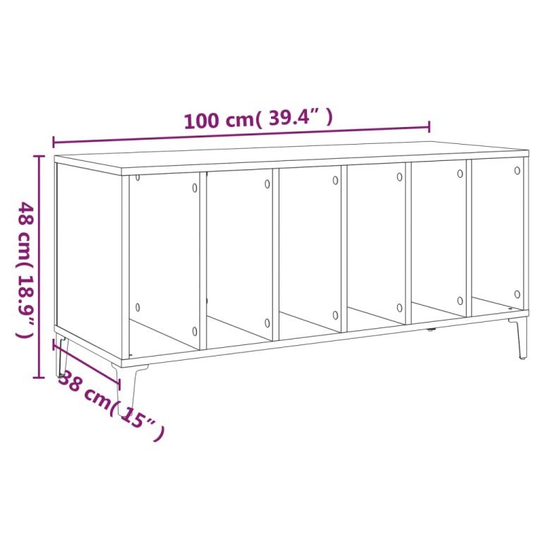 Шкаф за грамофонни плочи черен 100x38x48 см инженерно дърво