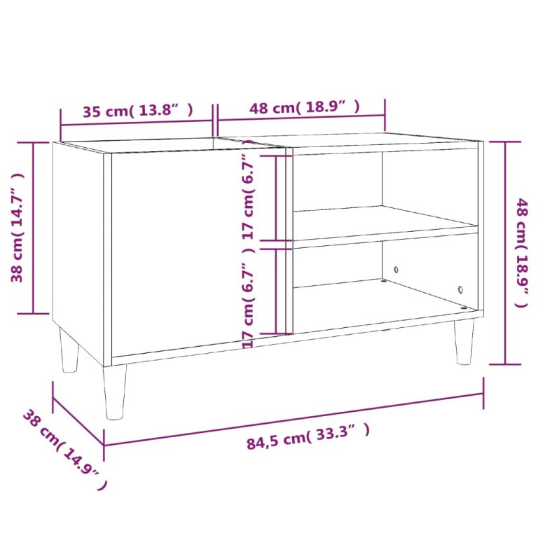 Шкаф за грамофонни плочи бял 84,5x38x48 см инженерно дърво