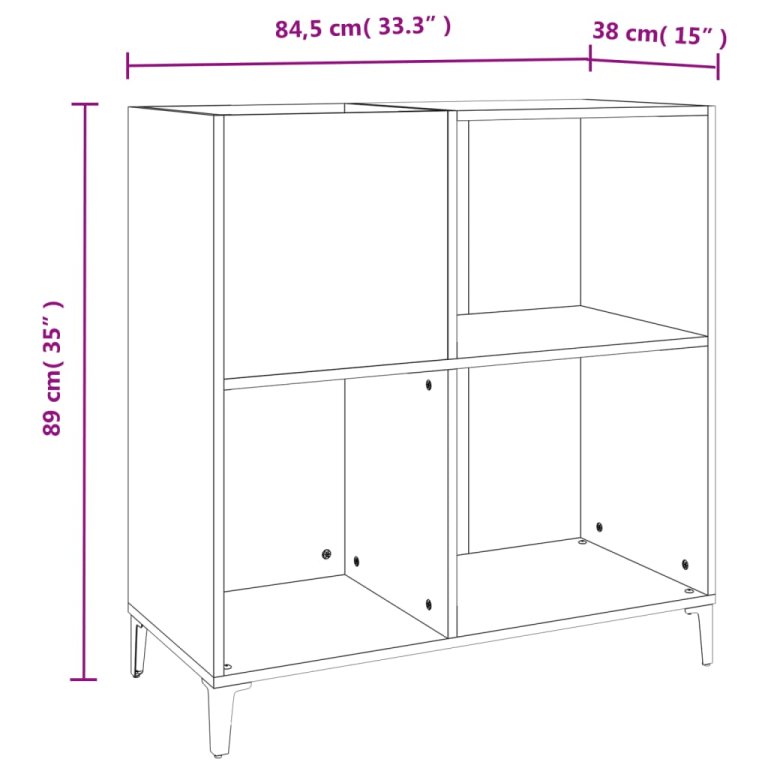 Шкаф за винилови плочи кафяв дъб 84,5x38x89 см инженерно дърво