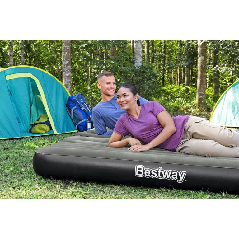 Bestway Надуваемо въздушно легло 3-в-1 черно и сиво 188x99x25 см