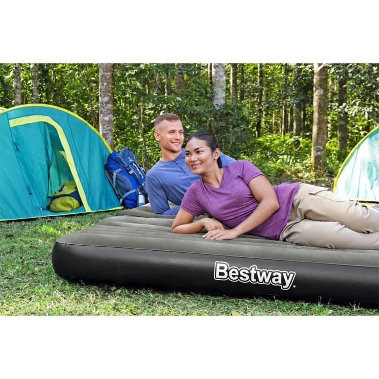 Bestway Надуваемо въздушно легло 3-в-1 черно и сиво 188x99x25 см