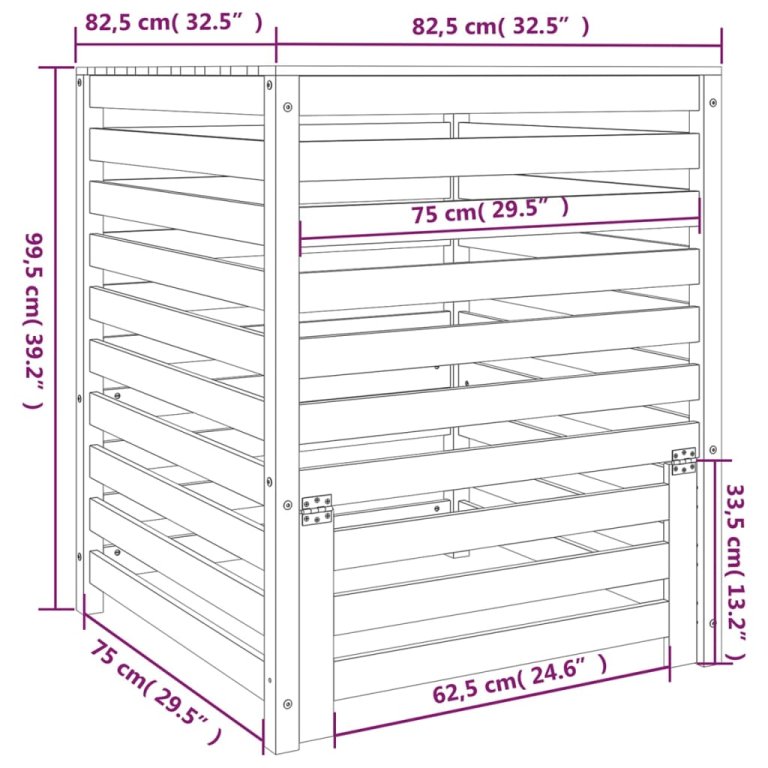 Компостер, 82,5x82,5x99,5 см, дугласка дървесина масив