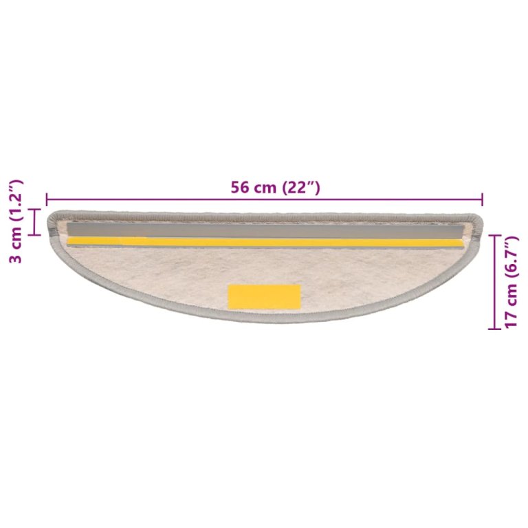 Самозалепващи стелки за стълби сизал 15 бр 56x17x3 см платина