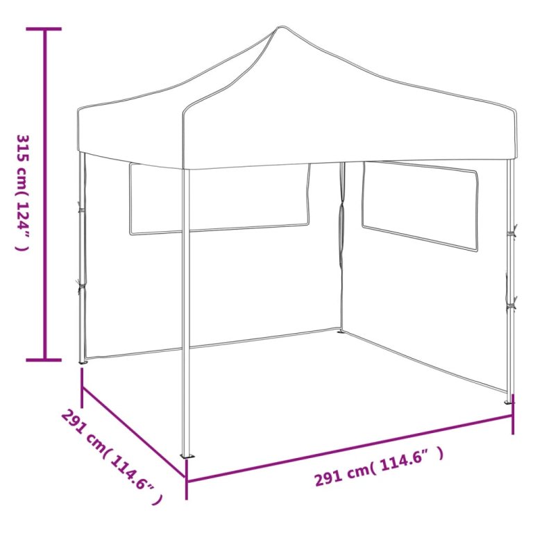 Сгъваема шатра с 2 стени, 3x3 м, синя