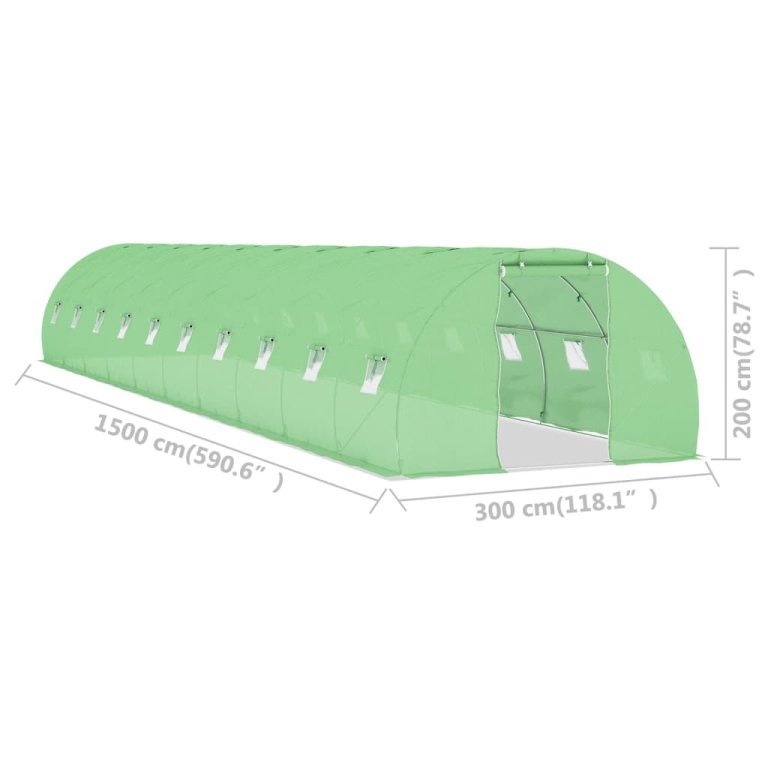 Оранжерия 45 м² 15x3x2 м