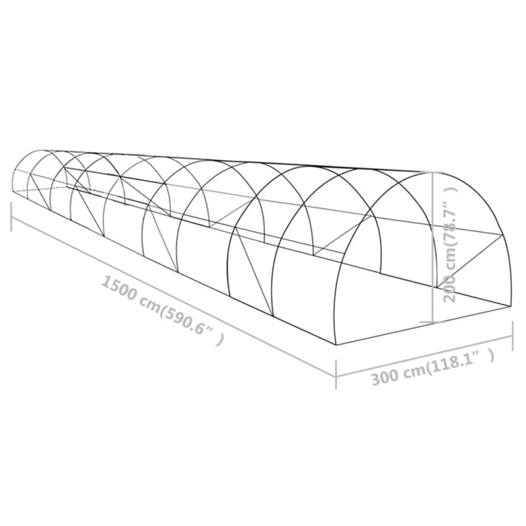 Оранжерия 45 м² 15x3x2 м