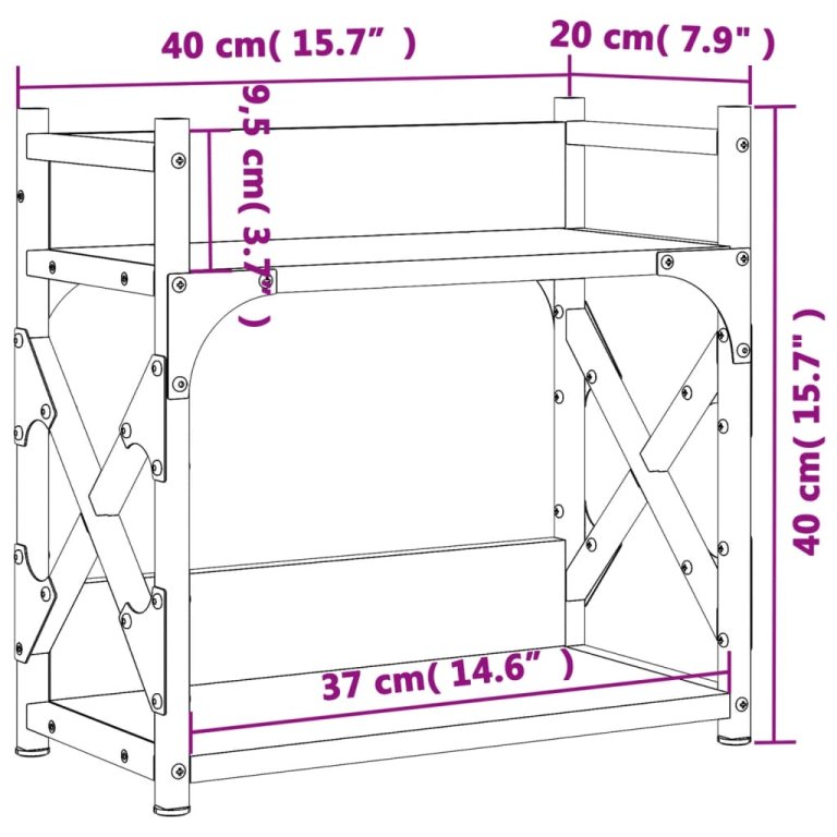 Стойка принтер 2 нива сив сонома 40x20x40 см инженерно дърво