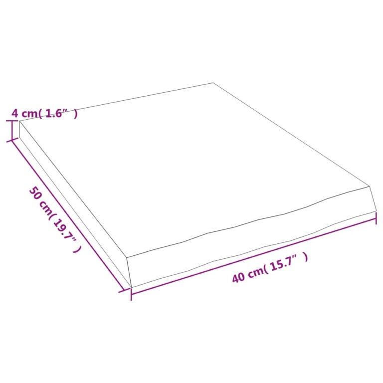 Плот за баня 40x50x(2-4) см необработено масивно дърво