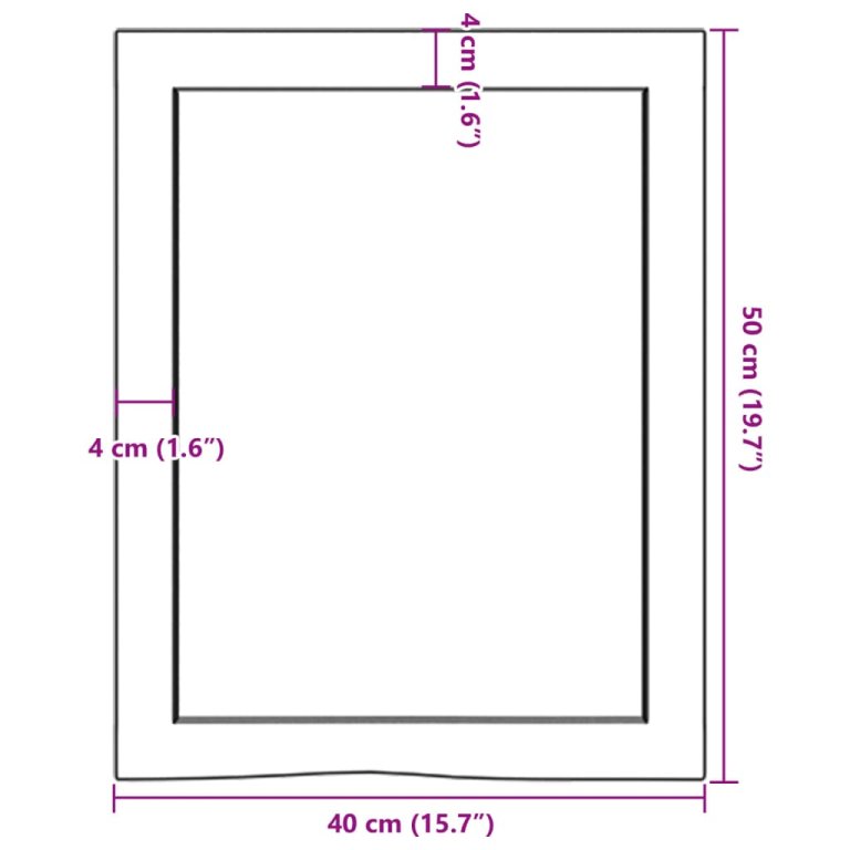 Плот за баня 40x50x(2-4) см необработено масивно дърво