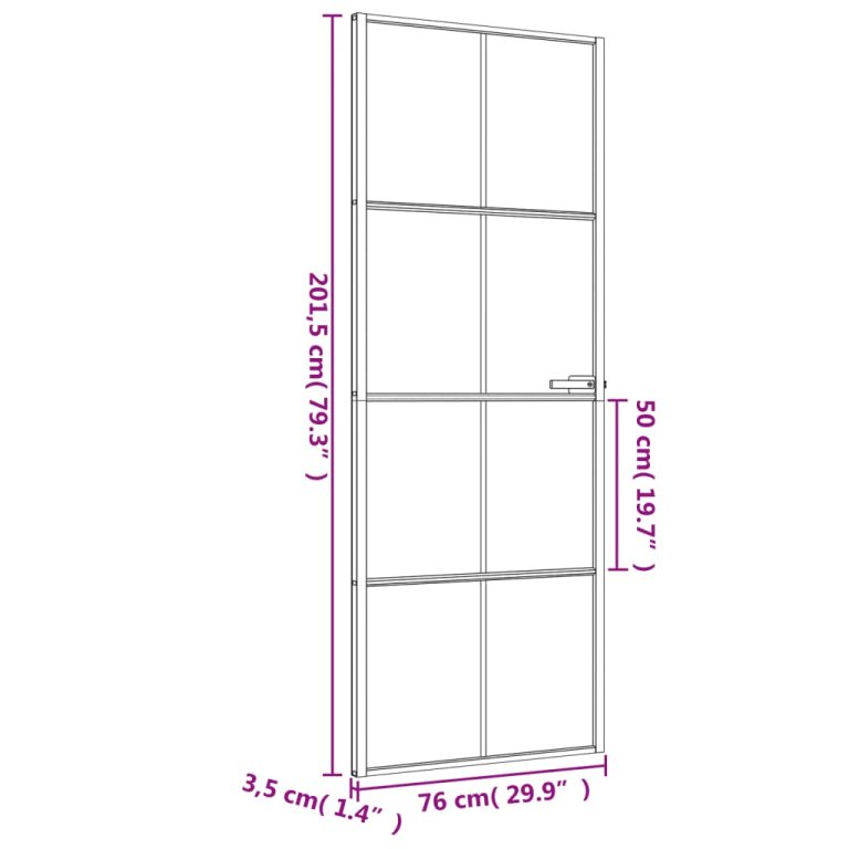 Интериорна врата черна 76x201,5 см закалено стъкло и алуминий