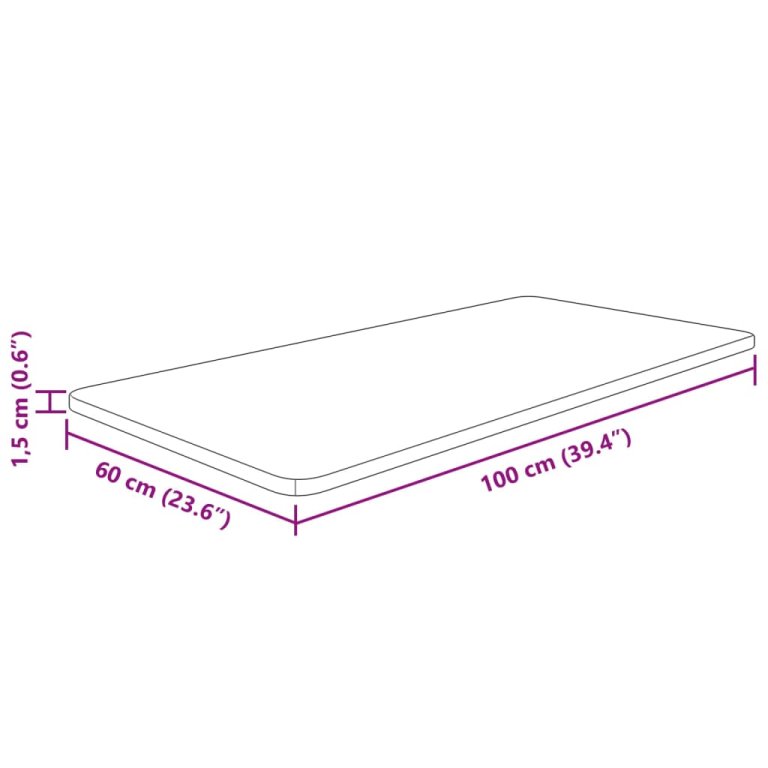 Плот за баня 100x60x1,5 см необработено масивно дърво