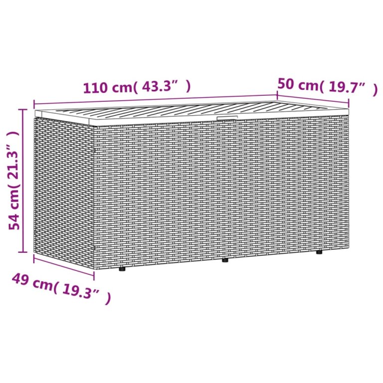 Градинска кутия за съхранение сив 110x50x54 см PE ратан акация