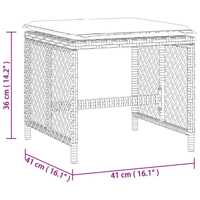 Външни табуретки с възглавници 4 бр кафяв 41x41x36 см полиратан