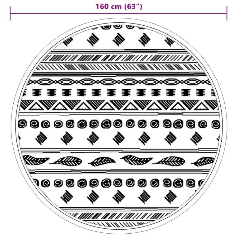 Килим за открито, сив, Ø160 см, PP