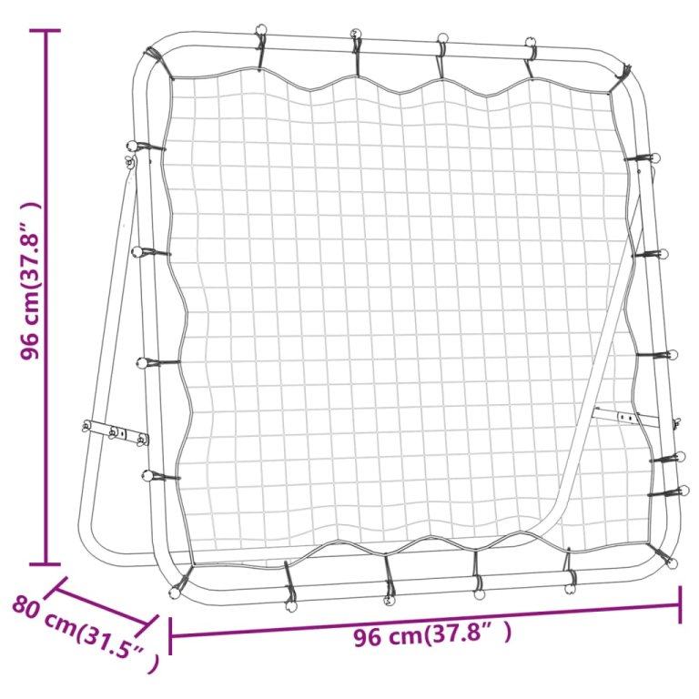 Регулируема рикошетна мрежа за футбол 96x80x96 см стомана и PE