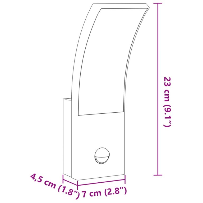 Външни LED стенни лампи със сензори, 2 бр, бял, лят алуминий