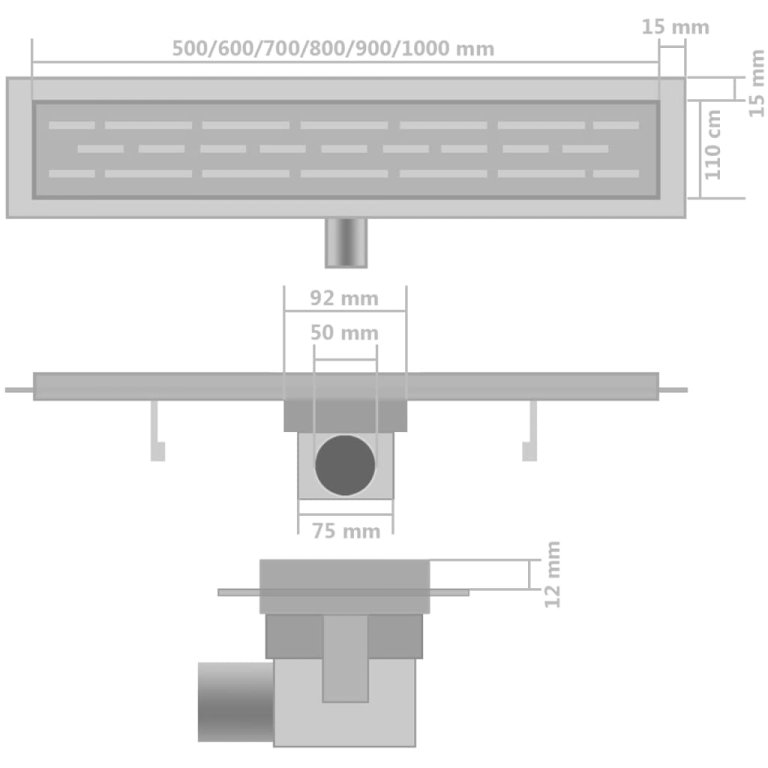 Линейни сифони, 2 бр, 530x140 мм, неръждаема стомана