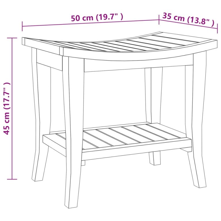 Помощна маса за баня 50x35x45 см тиково дърво масив