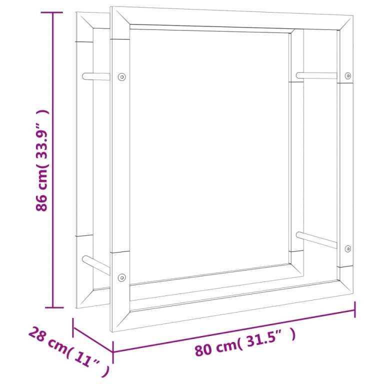 Стойка за дърва за огрев, 80x28x86 см, неръждаема стомана