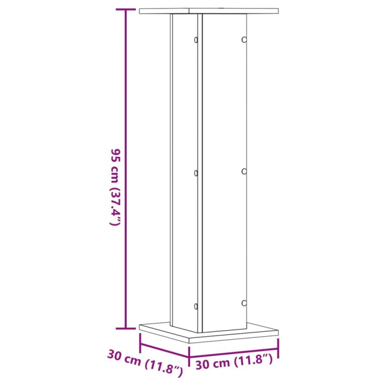 Стойки за растения 2 бр черни 30x30x95 см инженерно дърво