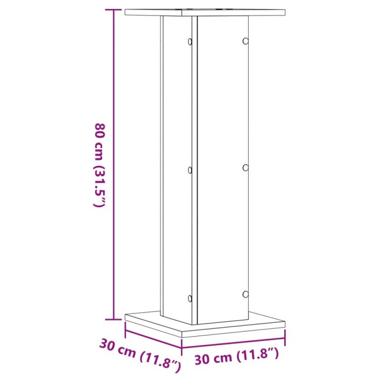 Стойки за растения 2 бр сив сонома 30x30x80 см инженерно дърво