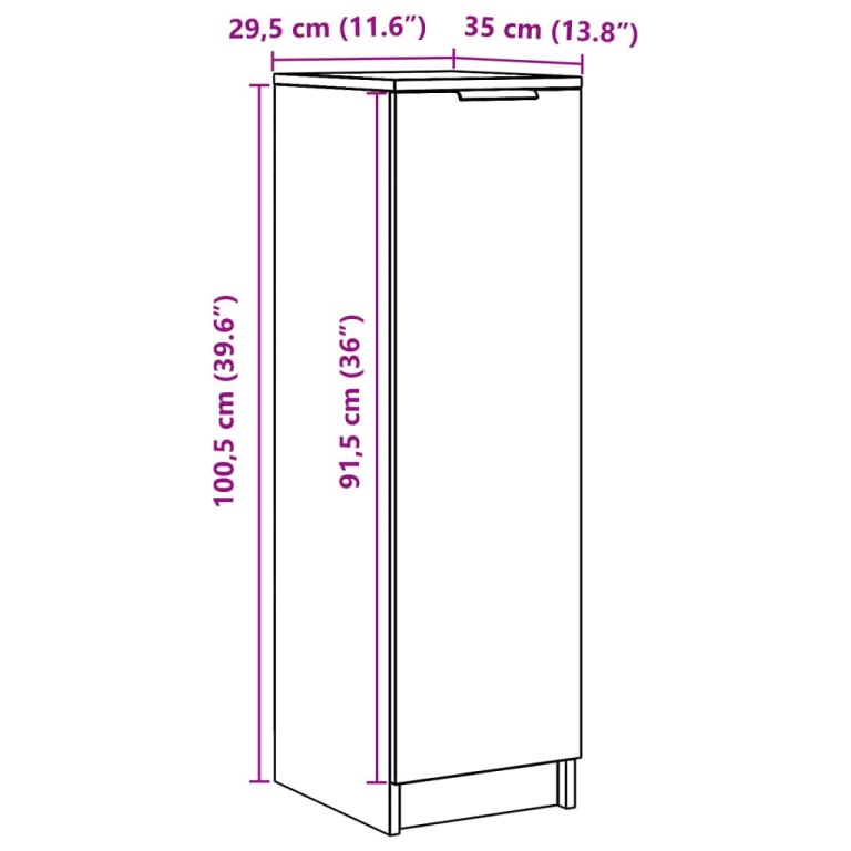 Шкаф за обувки, дъб артизан, 29,5x35x100,5 см, инженерно дърво