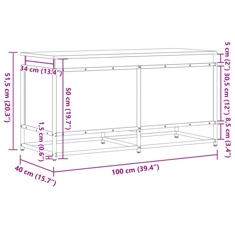 Сандък за съхранение с капак опушен дъб 100x40x51,5 см ПДЧ