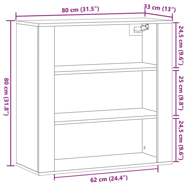 Стенен шкаф, старо дърво, 80x33x80 см, инженерно дърво