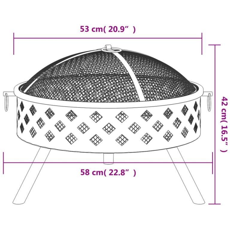 Преносимо огнище с ръжен, 58 см, XXL, стомана