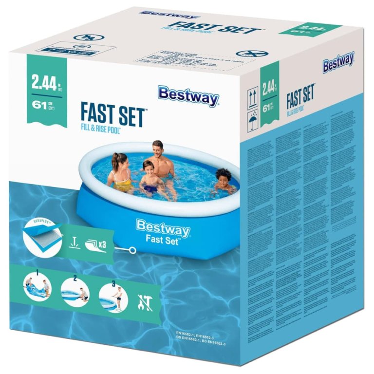 Bestway Fast Set Кръгъл надуваем басейн, 244x66 см, 57265